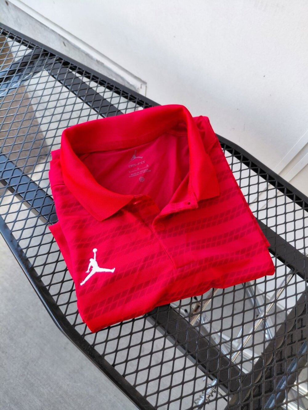 Jordan Dri-FIT Coach Victory Golf Polo Bright Red Patterned Men’s Large